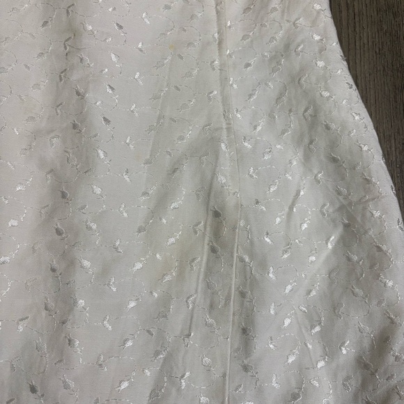 Vtg Cache White Linen Blend Embroidered Skirt Sz 12 Front Fold Slit Lined Preppy - Picture 4 of 9